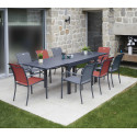 HONFLEUR XL BEZIERS - Ensemble table et chaises de jardin - 10 places - Gris Anthracite et Terracotta