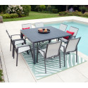 NIMES XL - Ensemble table et chaises de jardin - 8 places - Gris Perle