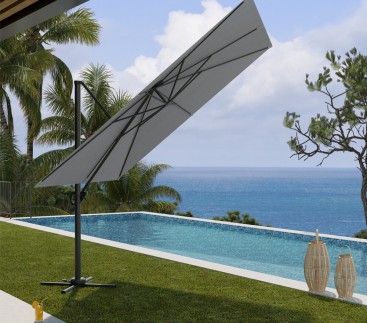 Toile pour parasol déporté rectangulaire SUNKING 4x3m - Gris Perle