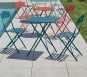 FLORONE - Ensemble table et chaises de jardin - 2 places - Bleu Canard