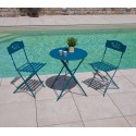 CAPRONE - Ensemble table et chaises de jardin - 2 places - Bleu Canard
