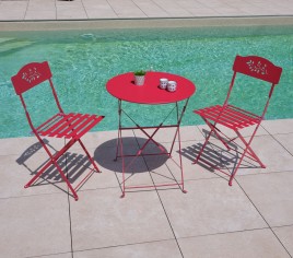 CAPRONE - Ensemble table et chaises de jardin - 2 places - Bordeaux