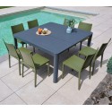 MIMAOS - Ensemble table et chaises de jardin - 8 places - Vert Olive