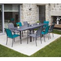 HONFLEUR XL BEZIERS - Ensemble table et chaises de jardin - 8 places - Gris Anthracite et Bleu Canard